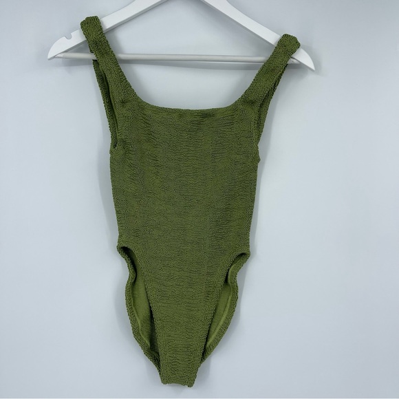 Hunza G Square Neck One Piece Metallica Khaki Swim Woman’s One Size - Picture 2 of 7